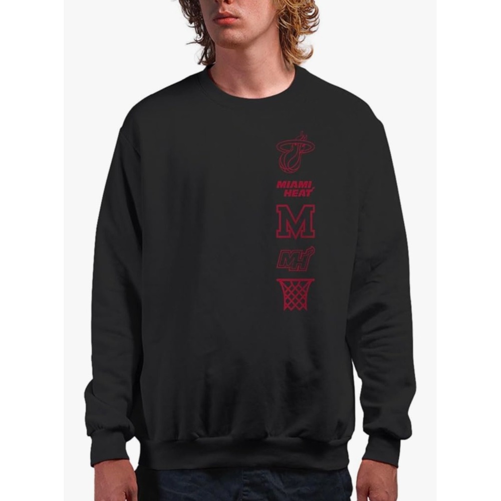 NBA Miami Heat Mens 3XL Crewneck Sweatshirt Black Red Graphics Basketball